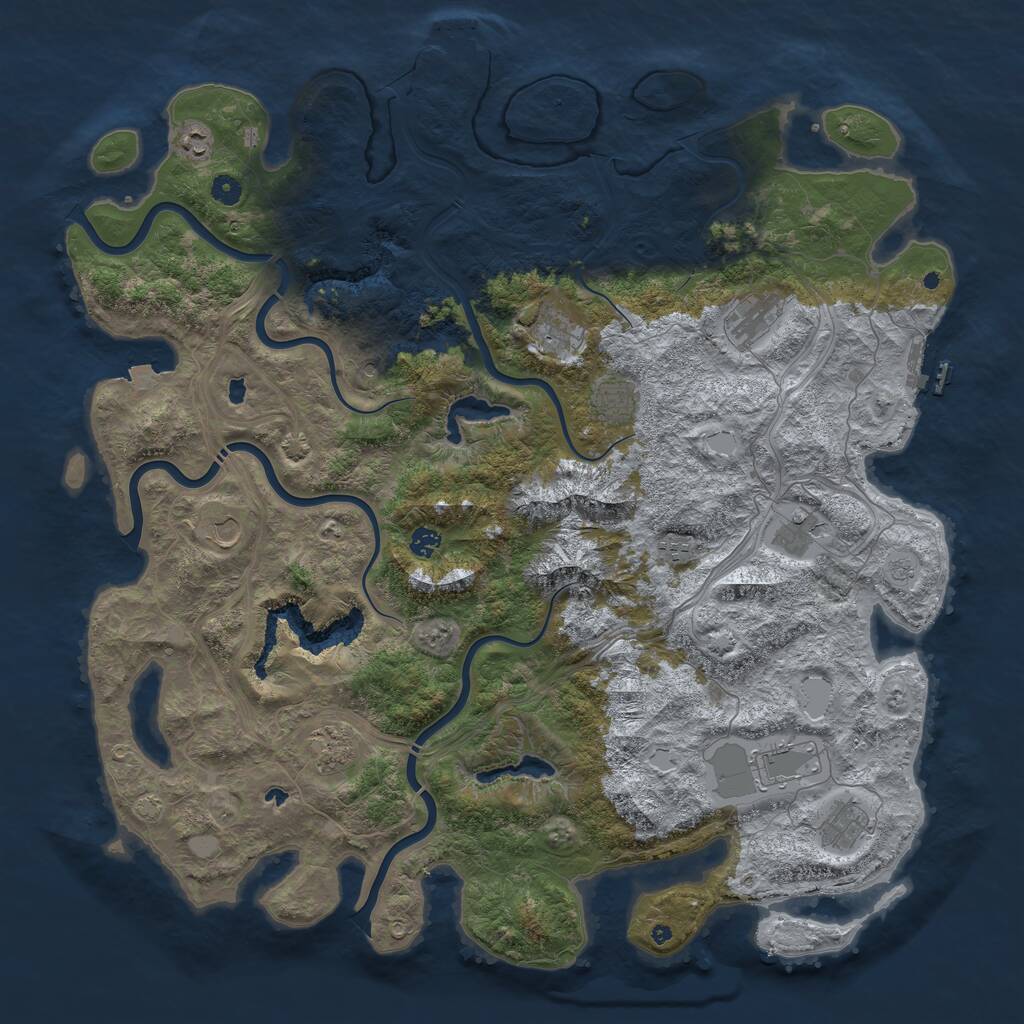 Rust Map: Procedural Map, Size: 5100, Seed: 2140421644, 17 Monuments