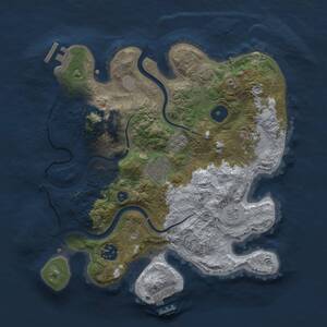 Thumbnail Rust Map: Procedural Map, Size: 3000, Seed: 708322388, 10 Monuments