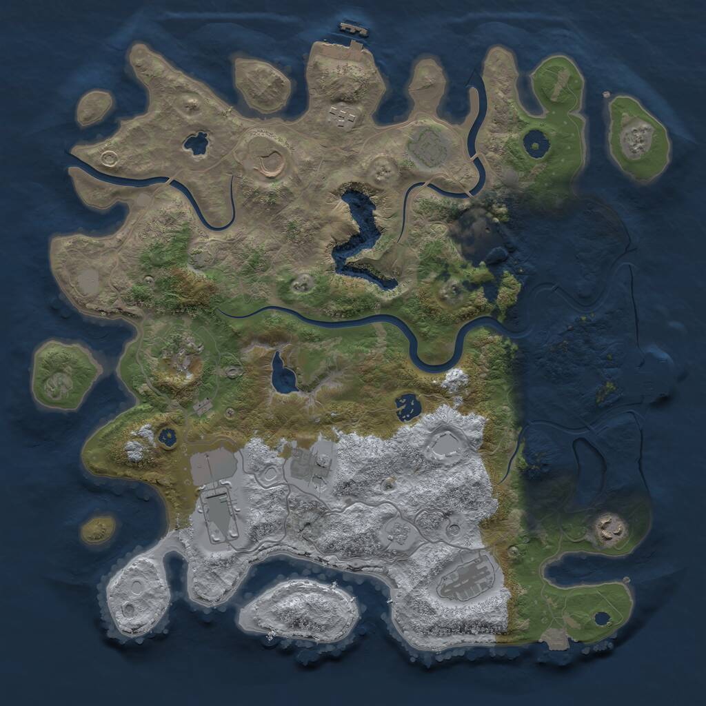 Rust Map: Procedural Map, Size: 4000, Seed: 435215461, 16 Monuments
