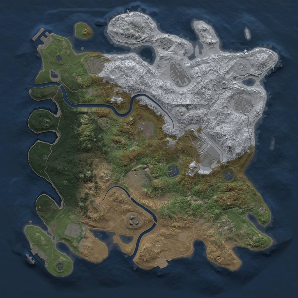 Rust Map: Procedural Map, Size: 3850, Seed: 1492983683, 18 Monuments