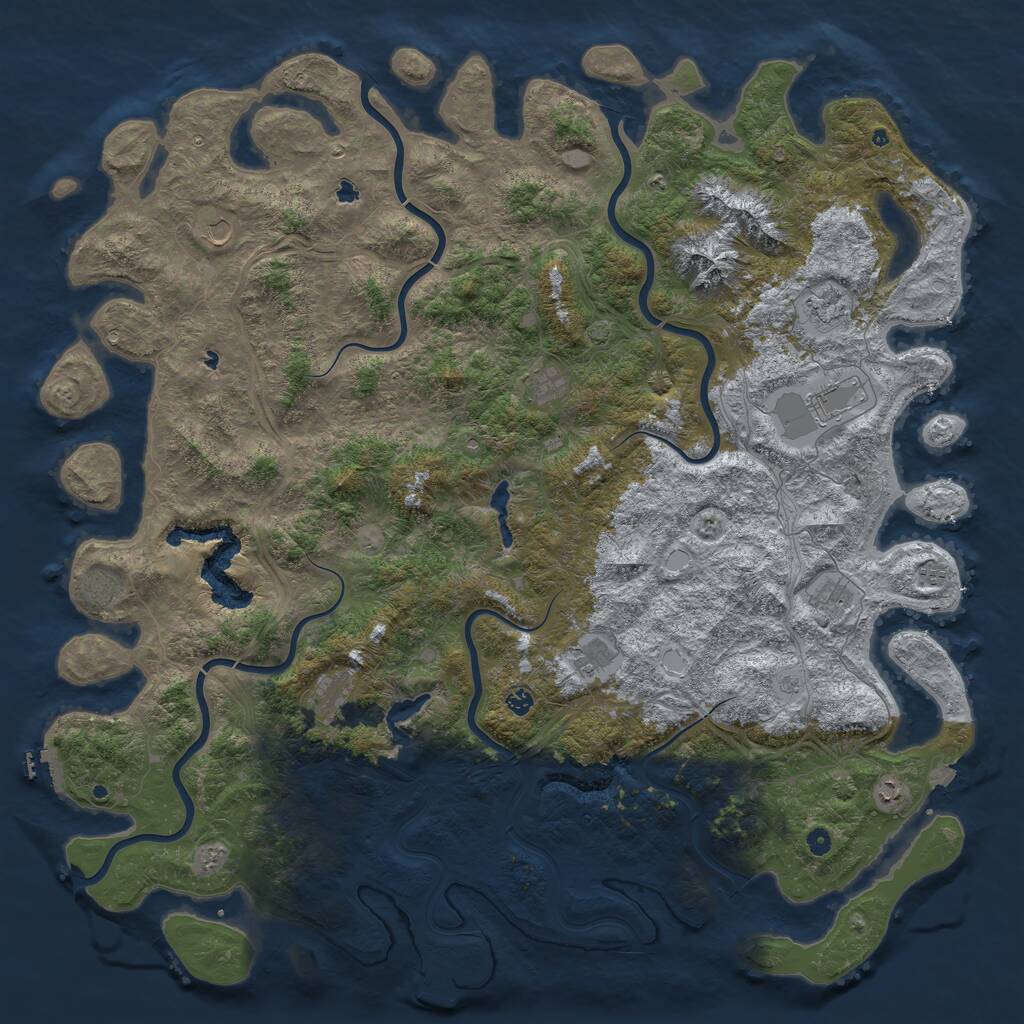 Rust Map: Procedural Map, Size: 6000, Seed: 3455, 17 Monuments