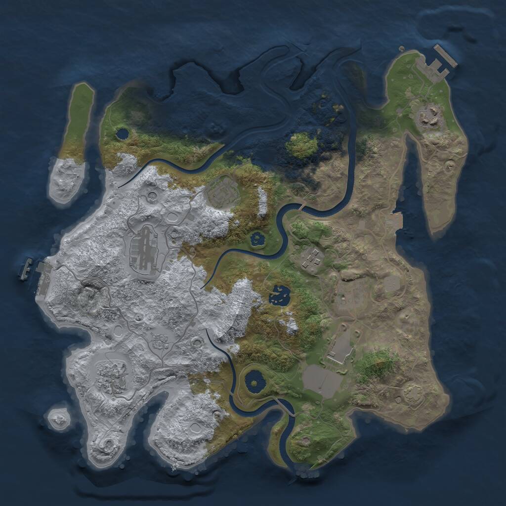 Rust Map: Procedural Map, Size: 3500, Seed: 348025289, 14 Monuments