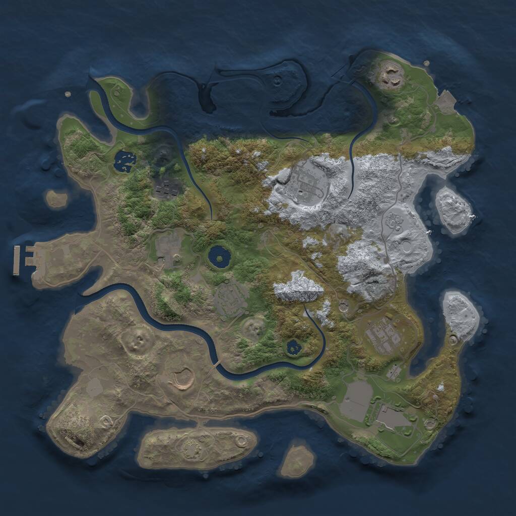 Rust Map: Procedural Map, Size: 3500, Seed: 4042, 14 Monuments