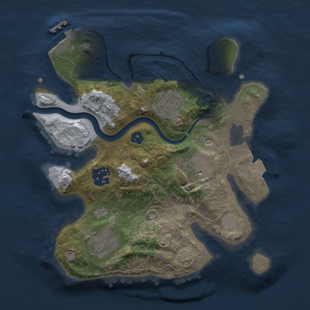 Rust Map: Procedural Map, Size: 2500, Seed: 444242127, 8 Monuments