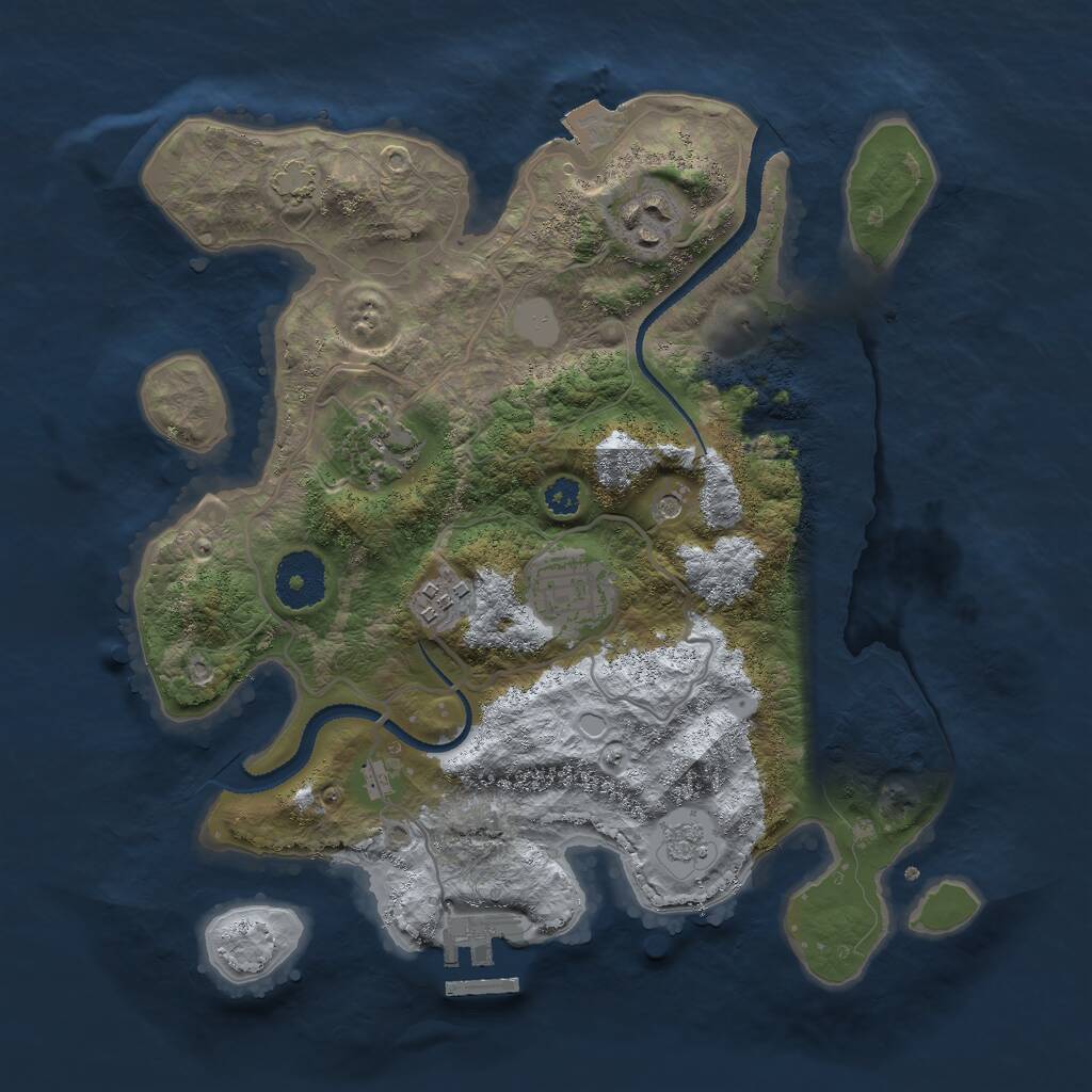Rust Map: Procedural Map, Size: 3000, Seed: 557432, 9 Monuments