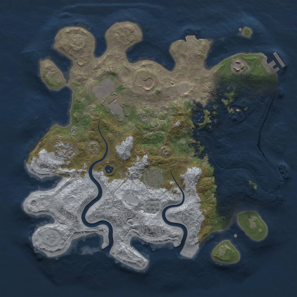 Rust Map: Procedural Map, Size: 3500, Seed: 703110723, 13 Monuments