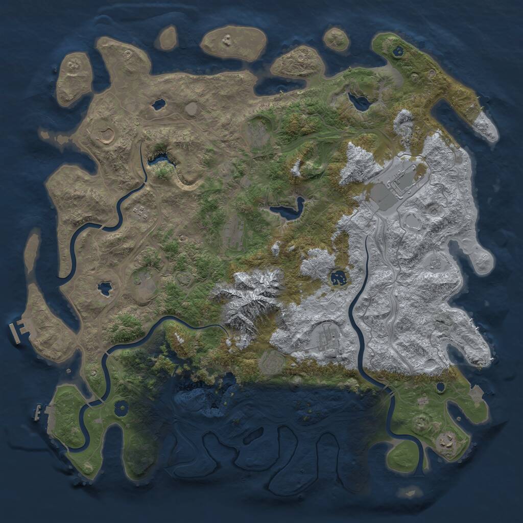 Rust Map: Procedural Map, Size: 5000, Seed: 694206707, 17 Monuments