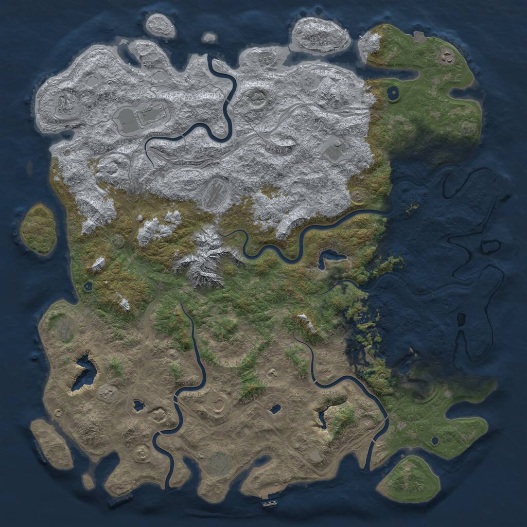 Rust Map: Procedural Map, Size: 6000, Seed: 2569420, 17 Monuments