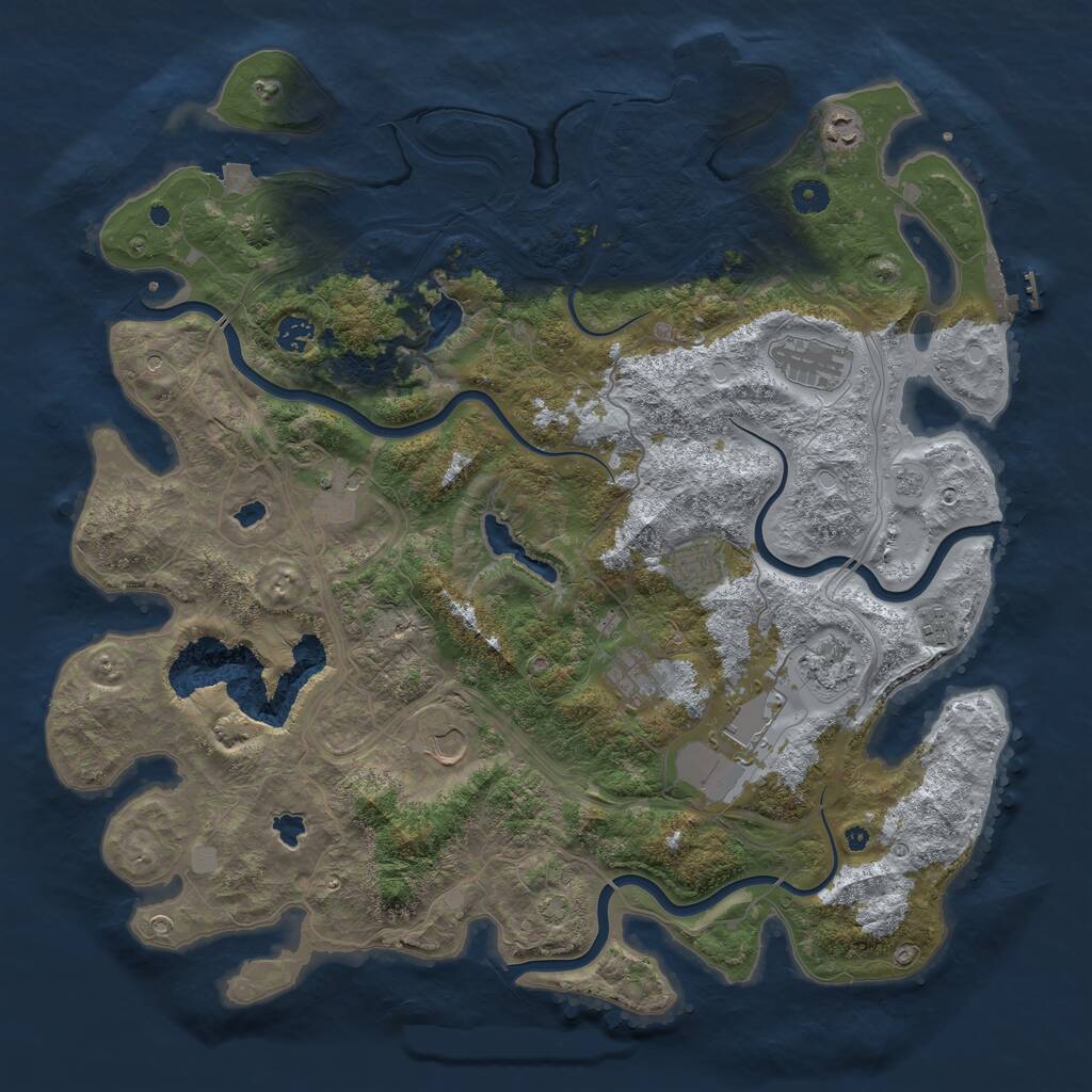 Rust Map: Procedural Map, Size: 4500, Seed: 7878, 16 Monuments