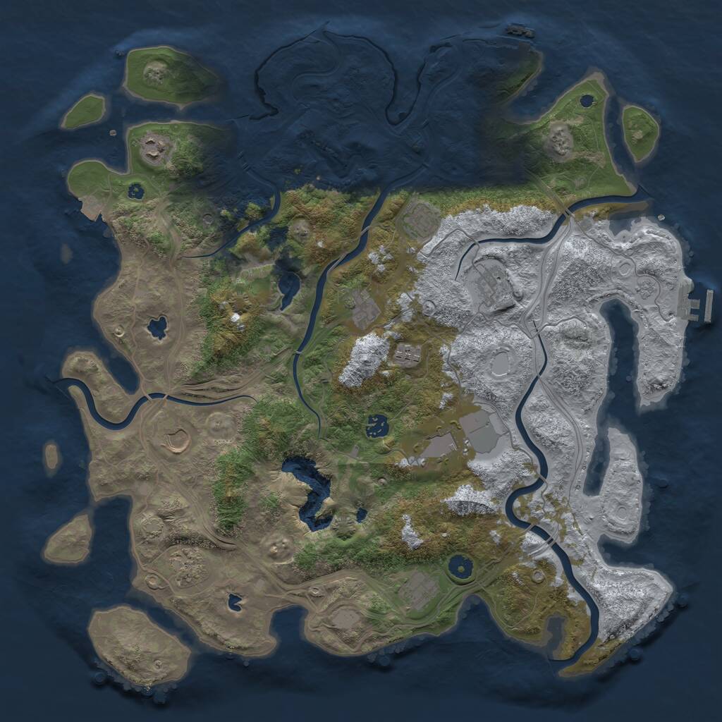 Rust Map: Procedural Map, Size: 4500, Seed: 1081304022, 16 Monuments