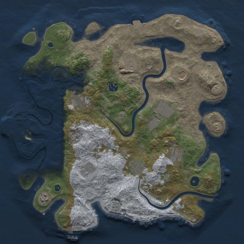 Rust Map: Procedural Map, Size: 3850, Seed: 3800, 16 Monuments