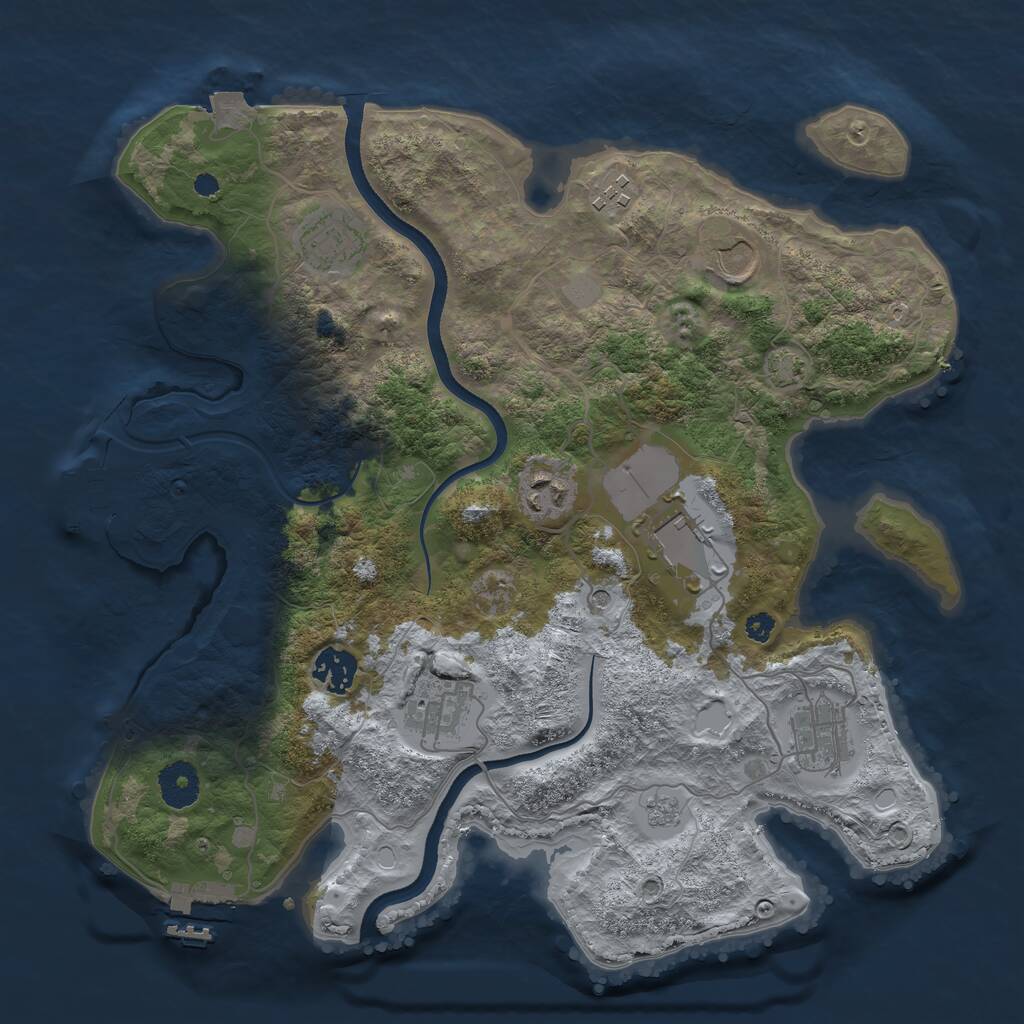 Rust Map: Procedural Map, Size: 3500, Seed: 451159702, 14 Monuments