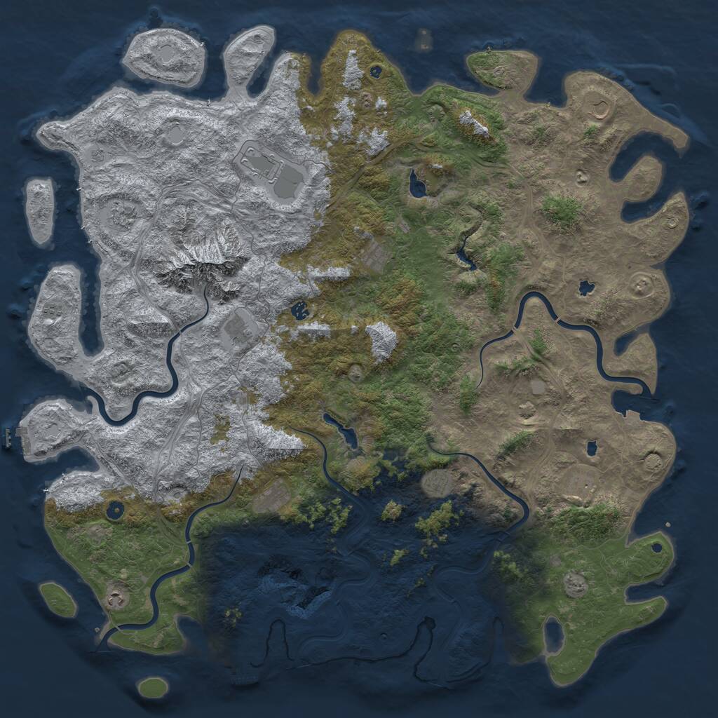 Rust Map: Procedural Map, Size: 6000, Seed: 764138204, 17 Monuments
