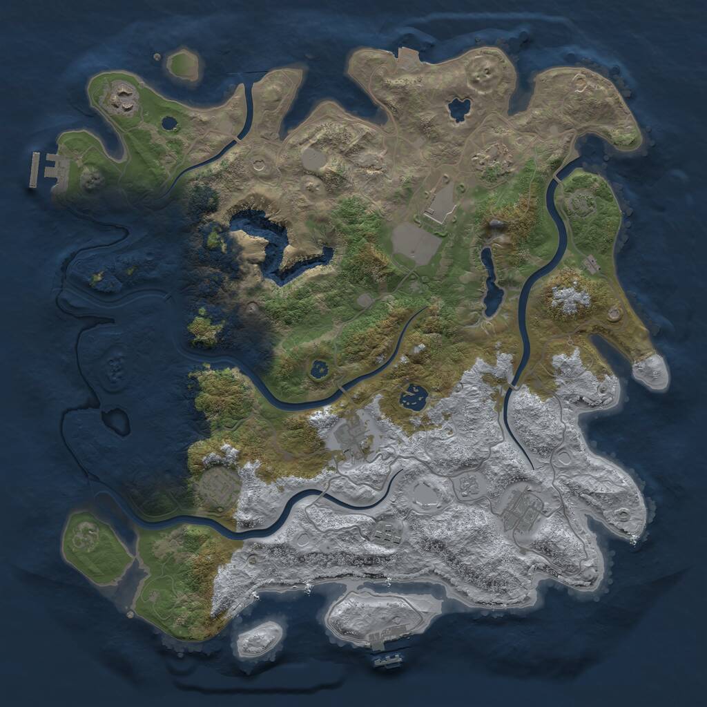 Rust Map: Procedural Map, Size: 4000, Seed: 321654987, 14 Monuments