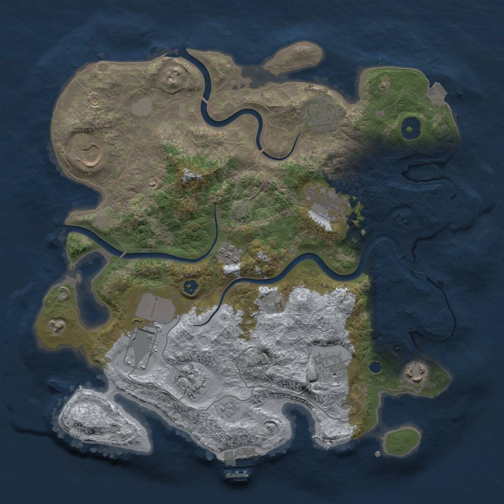 Rust Map: Procedural Map, Size: 3500, Seed: 87777, 14 Monuments