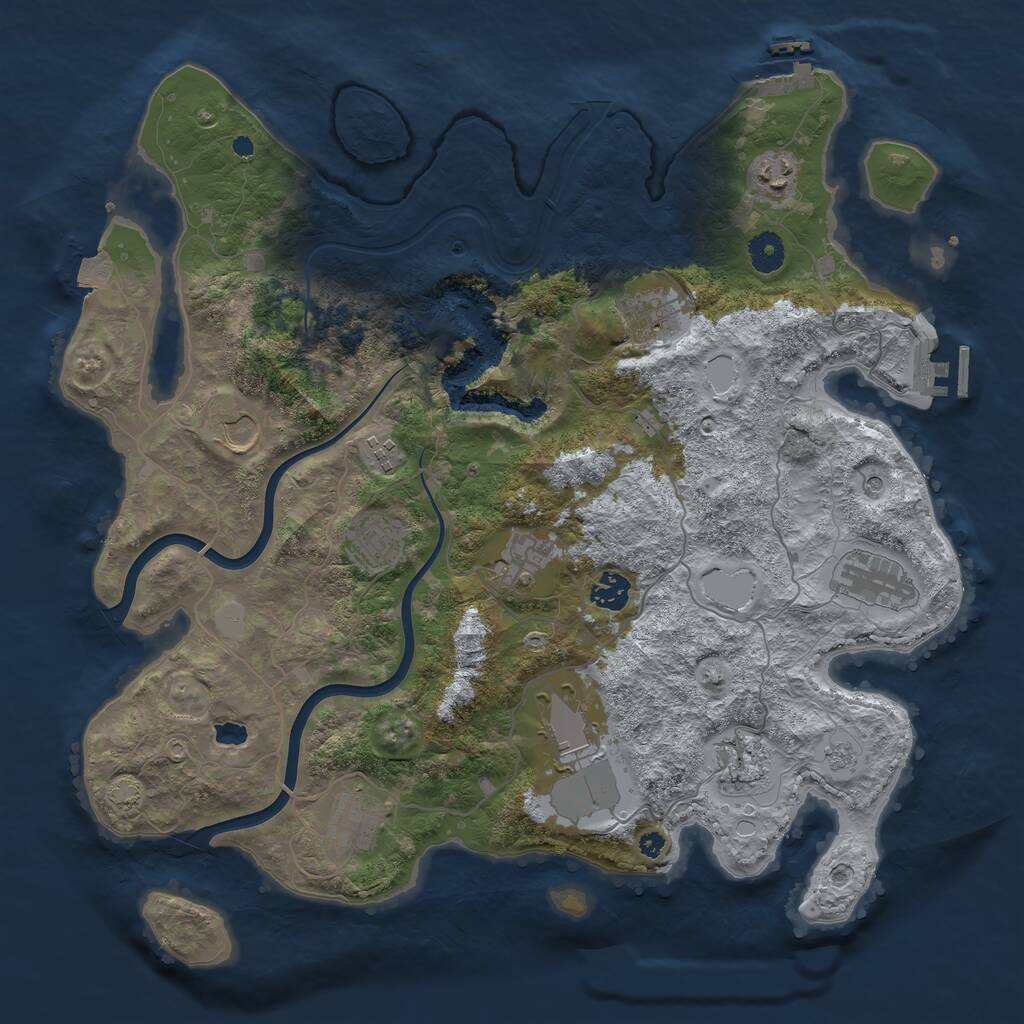 Rust Map: Procedural Map, Size: 4000, Seed: 954732614, 17 Monuments