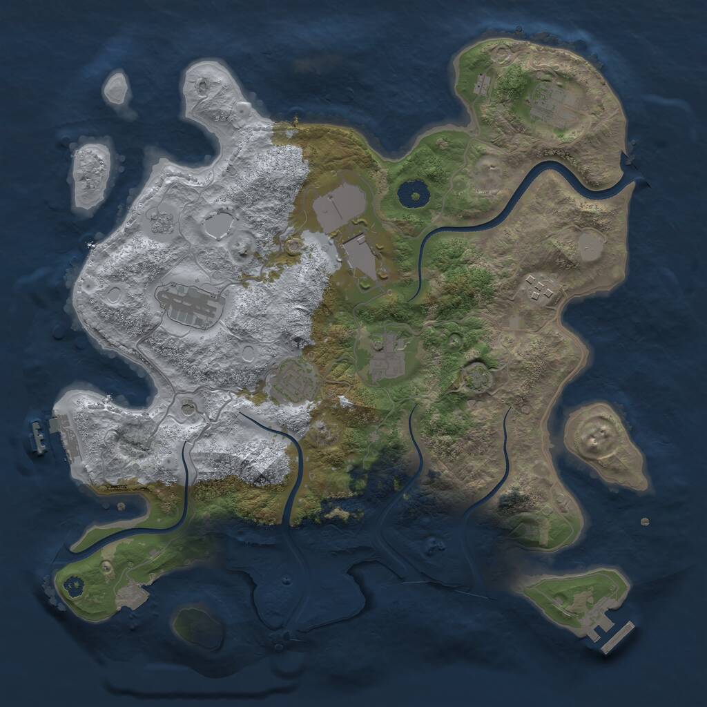 Rust Map: Procedural Map, Size: 3500, Seed: 411349348, 12 Monuments