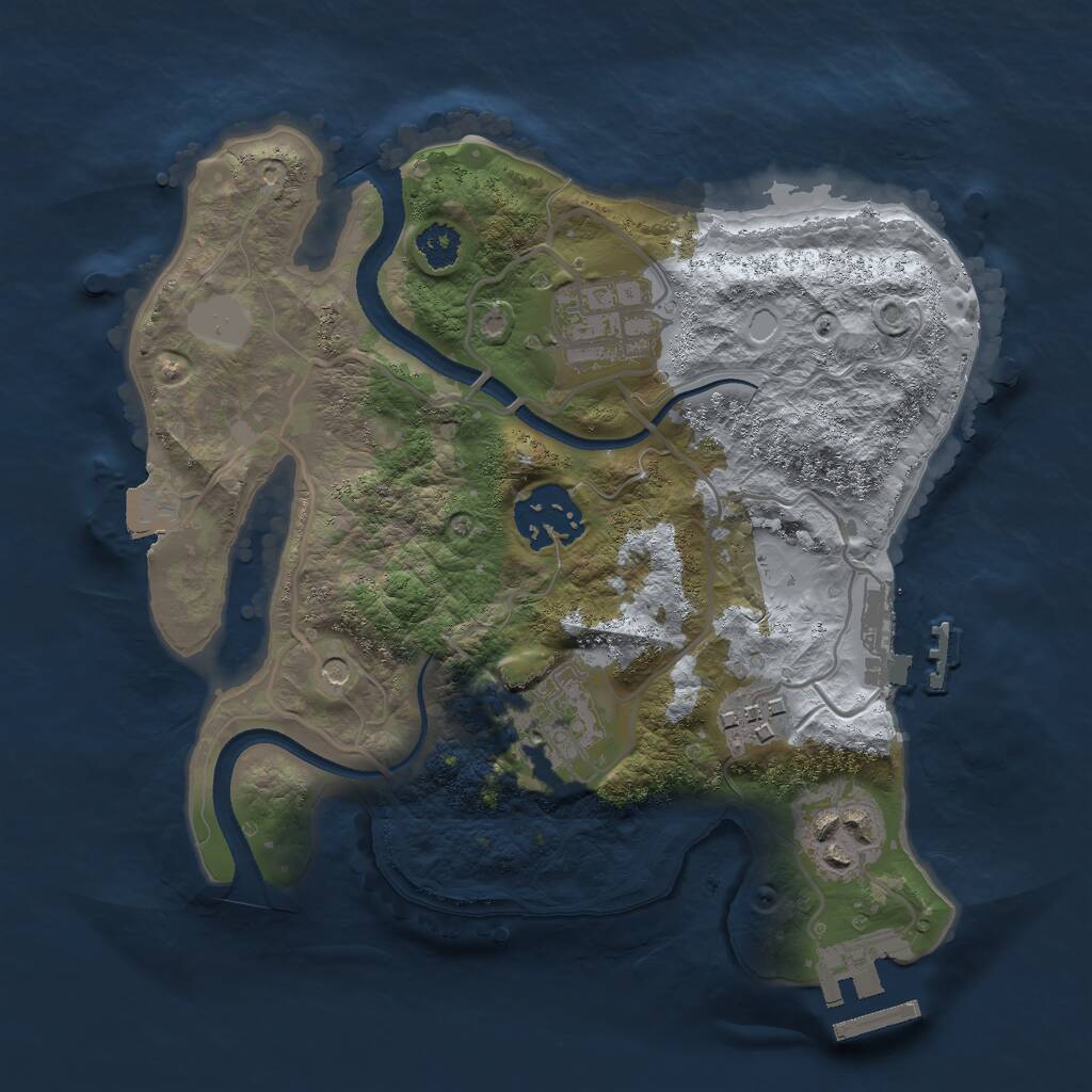 Rust Map: Procedural Map, Size: 2500, Seed: 1580369940, 9 Monuments