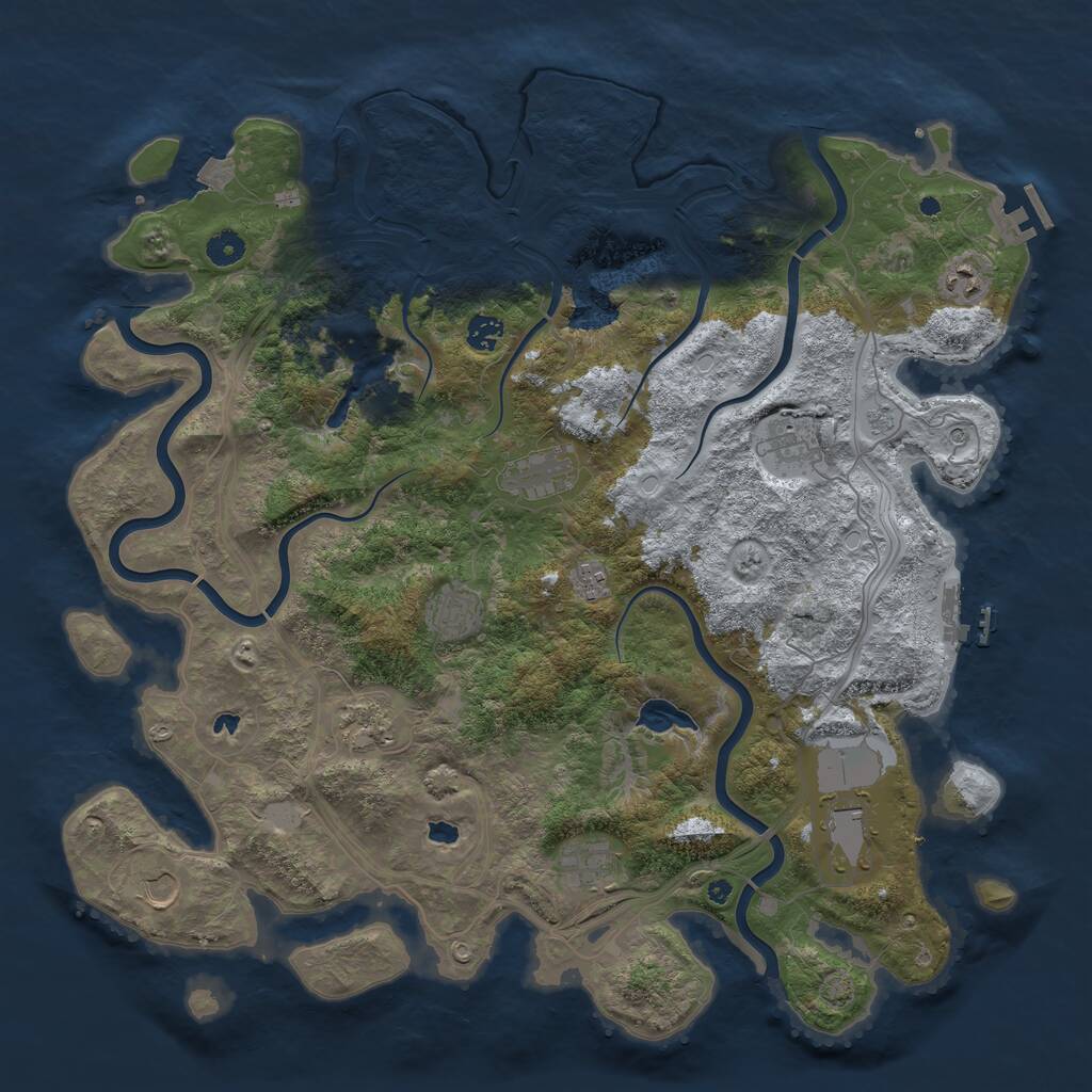 Rust Map: Procedural Map, Size: 4500, Seed: 350773314, 16 Monuments