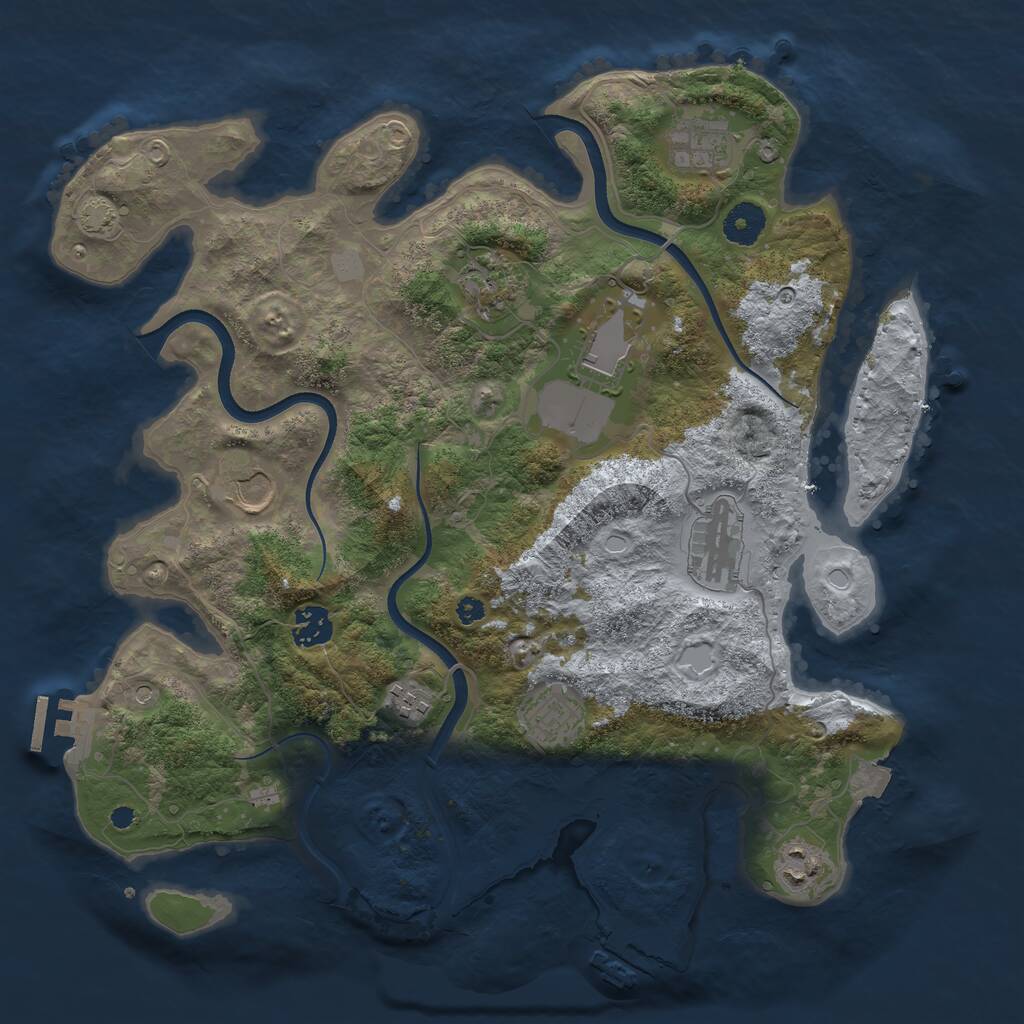 Rust Map: Procedural Map, Size: 3700, Seed: 1980256349, 14 Monuments