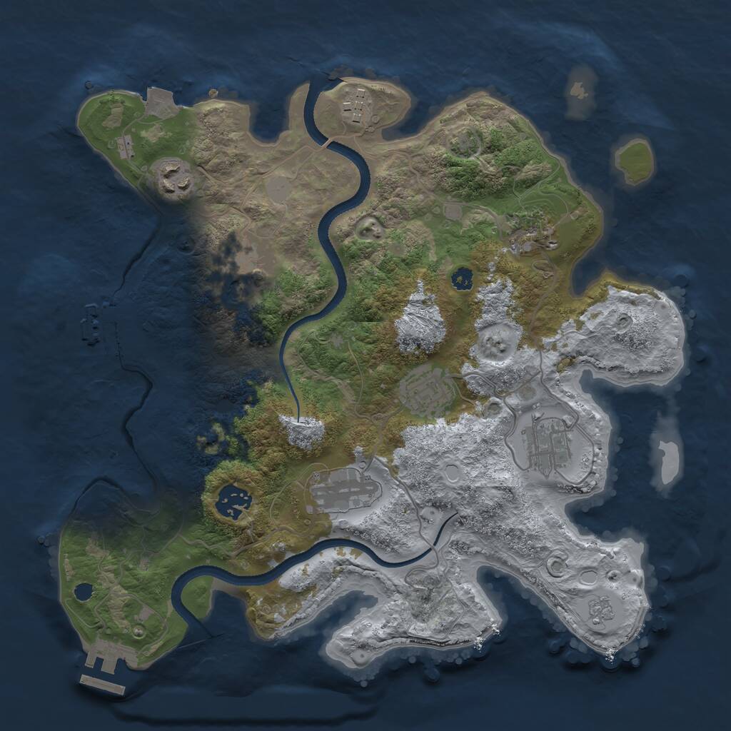 Rust Map: Procedural Map, Size: 3250, Seed: 575305006, 13 Monuments