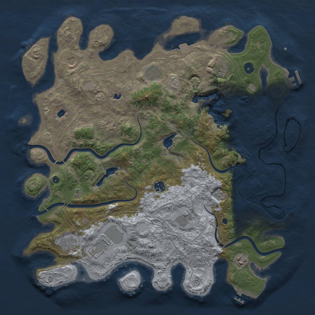 Rust Map: Procedural Map, Size: 4500, Seed: 1313353438, 16 Monuments