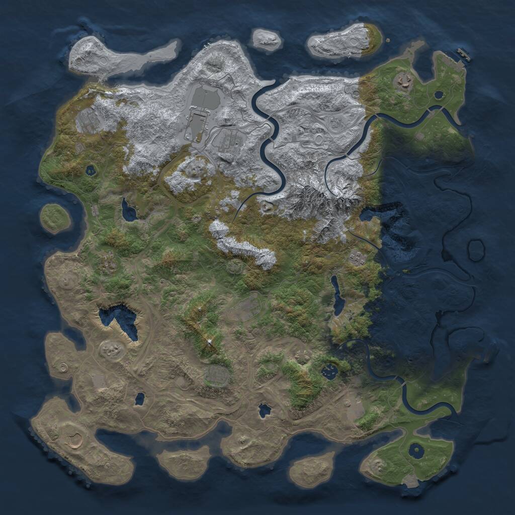 Rust Map: Procedural Map, Size: 5000, Seed: 206591755, 17 Monuments