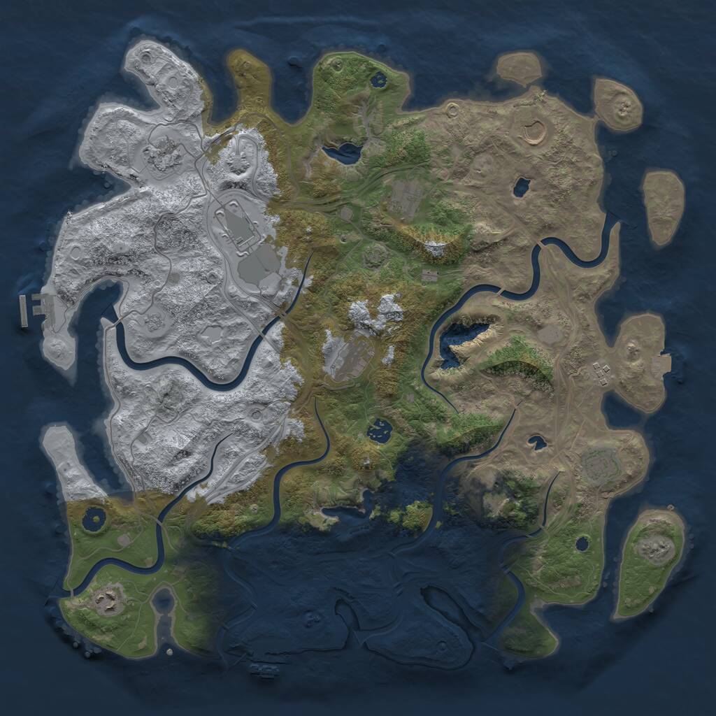 Rust Map: Procedural Map, Size: 4500, Seed: 1238198, 16 Monuments