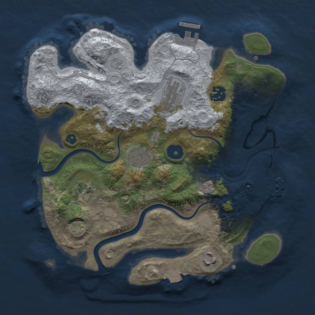 Rust Map: Procedural Map, Size: 3000, Seed: 17890123, 12 Monuments