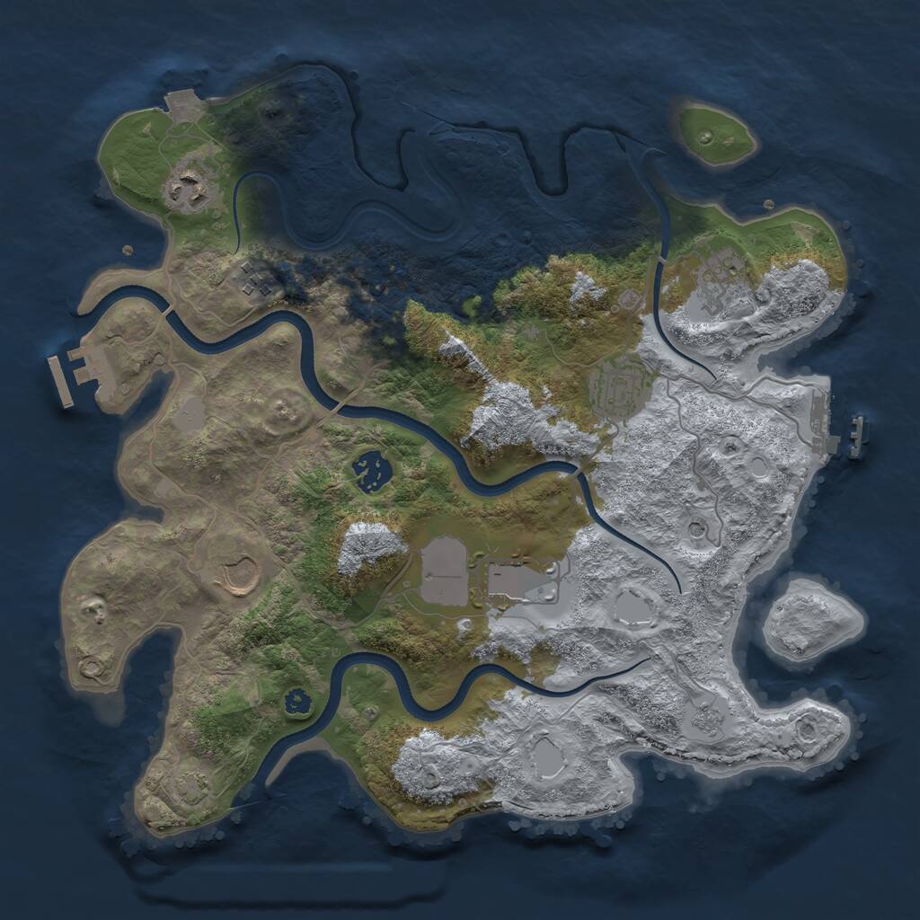 Rust Map: Procedural Map, Size: 3500, Seed: 648262, 13 Monuments