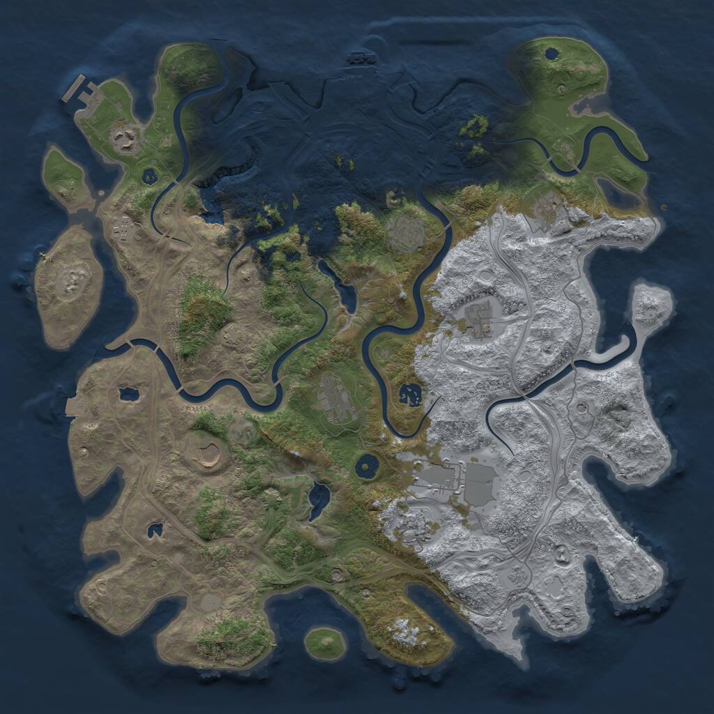Rust Map: Procedural Map, Size: 4500, Seed: 606060, 16 Monuments