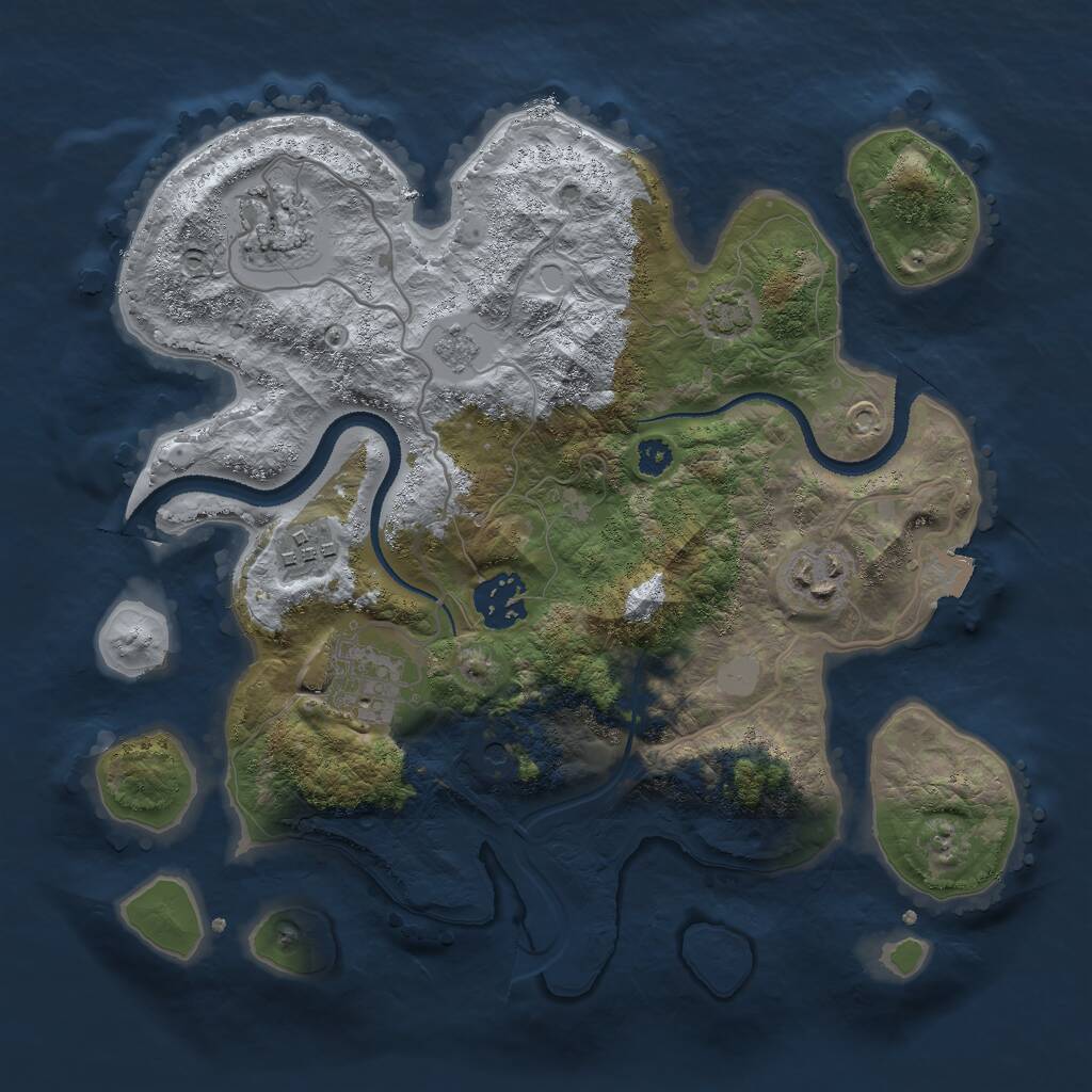 Rust Map: Procedural Map, Size: 3000, Seed: 95347, 9 Monuments