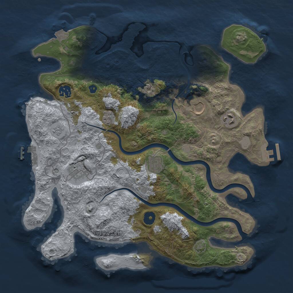 Rust Map: Procedural Map, Size: 3500, Seed: 9000, 12 Monuments