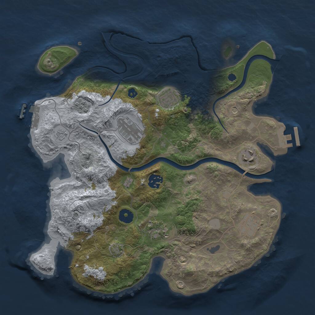 Rust Map: Procedural Map, Size: 3300, Seed: 917904099, 13 Monuments