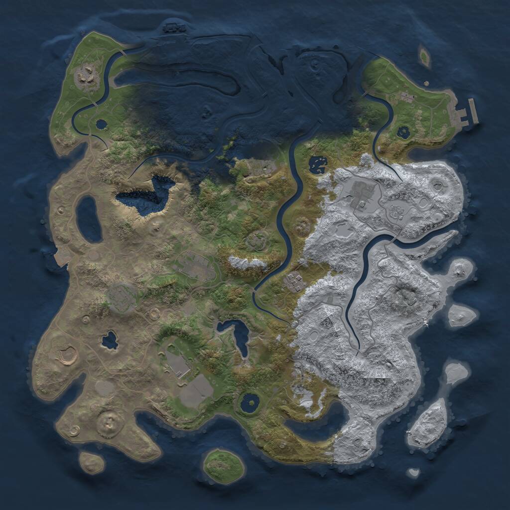 Rust Map: Procedural Map, Size: 4000, Seed: 589784905, 16 Monuments