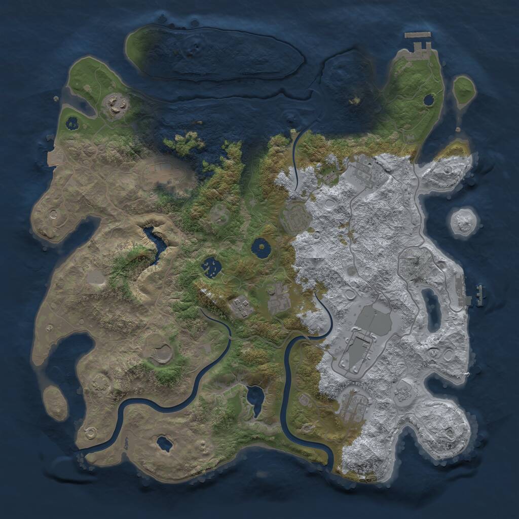 Rust Map: Procedural Map, Size: 4000, Seed: 69100, 16 Monuments