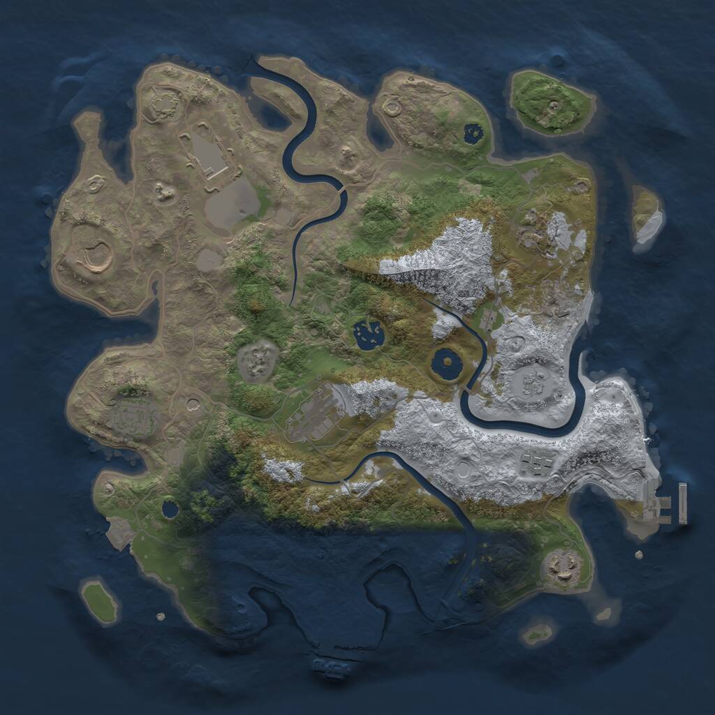 Rust Map: Procedural Map, Size: 3500, Seed: 648264, 14 Monuments