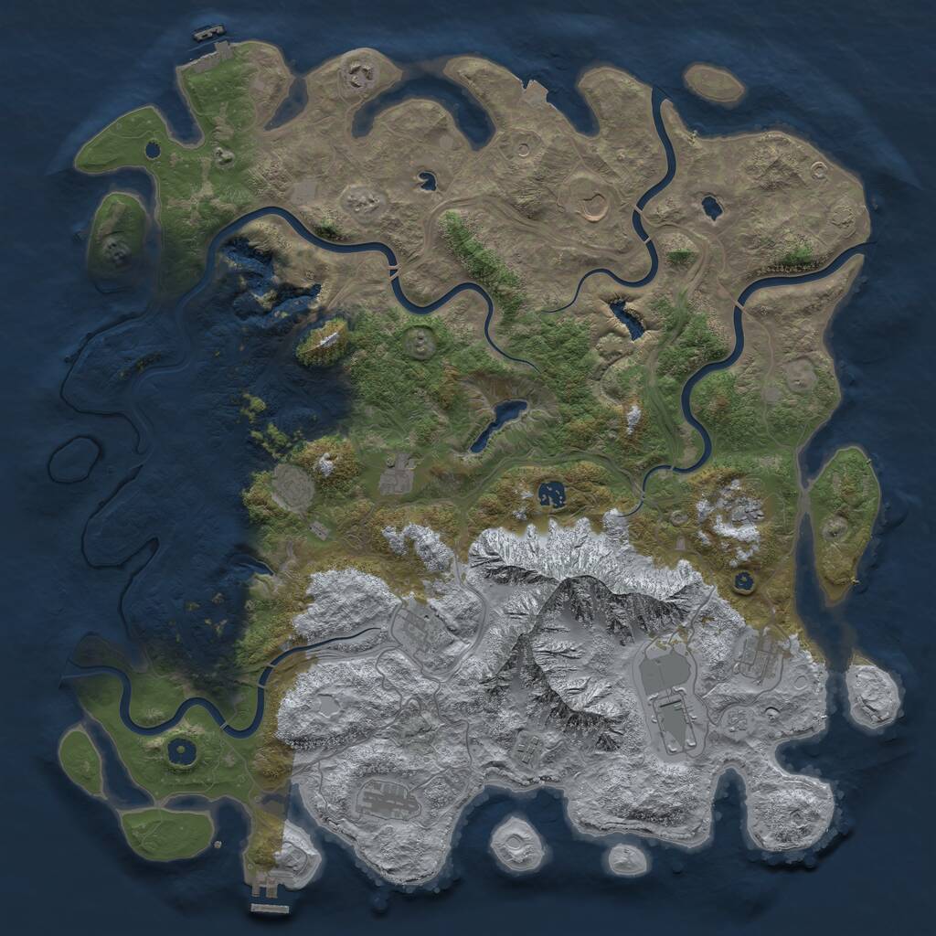 Rust Map: Procedural Map, Size: 5000, Seed: 722625233, 17 Monuments