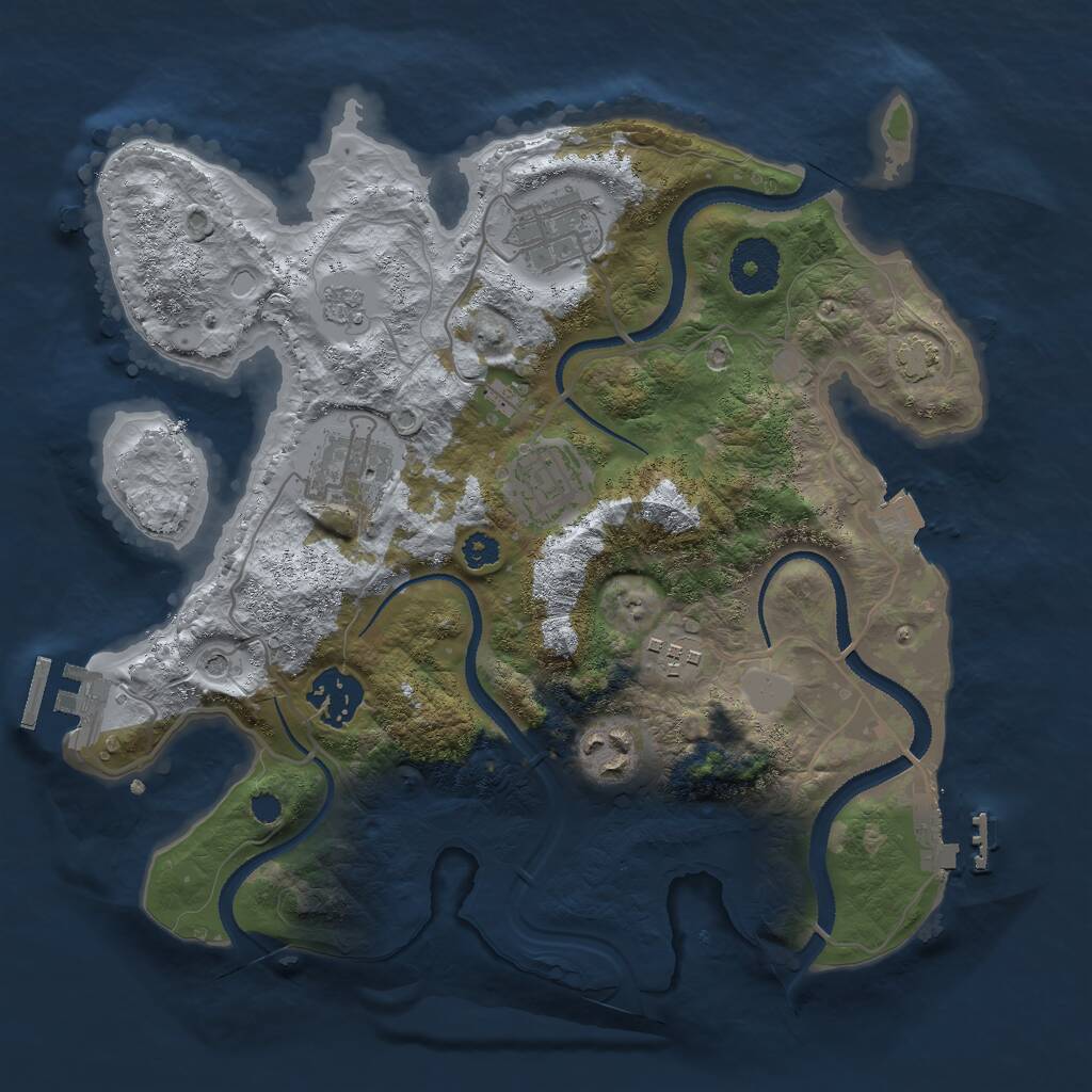 Rust Map: Procedural Map, Size: 3000, Seed: 55221099, 12 Monuments