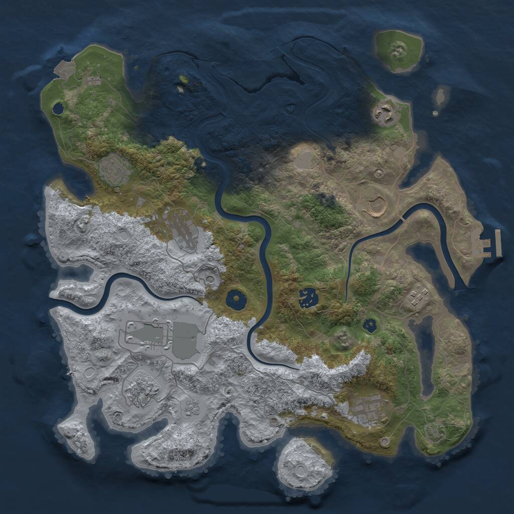 Rust Map: Procedural Map, Size: 3750, Seed: 500805216, 14 Monuments