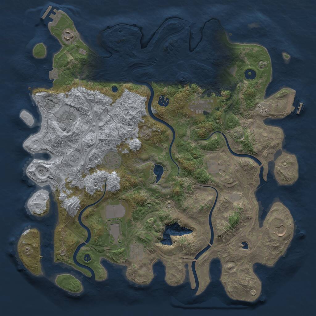 Rust Map: Procedural Map, Size: 4250, Seed: 694006843, 16 Monuments