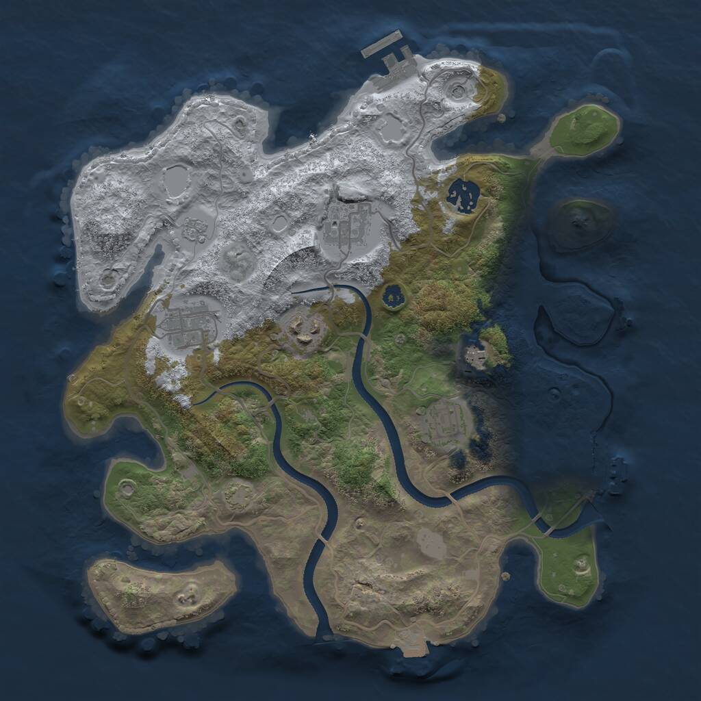 Rust Map: Procedural Map, Size: 3200, Seed: 66112233, 12 Monuments