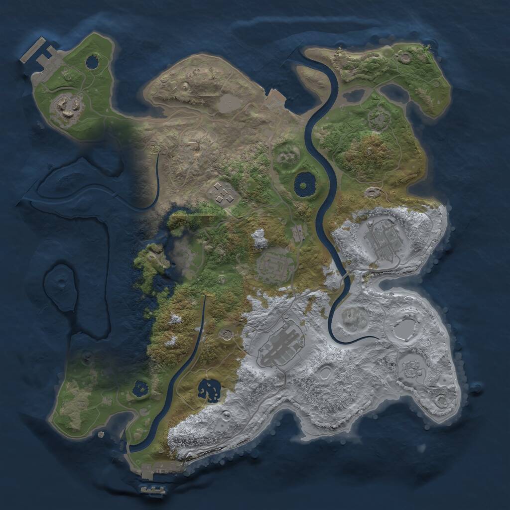 Rust Map: Procedural Map, Size: 3200, Seed: 77120344, 13 Monuments