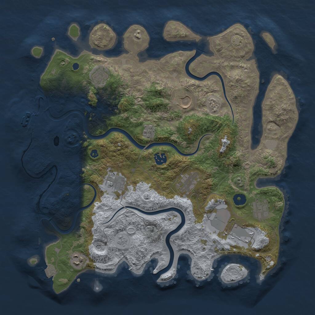 Rust Map: Procedural Map, Size: 3800, Seed: 411587058, 14 Monuments