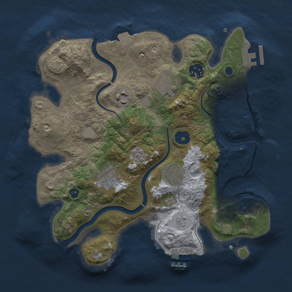 Rust Map: Procedural Map, Size: 3000, Seed: 97125, 12 Monuments