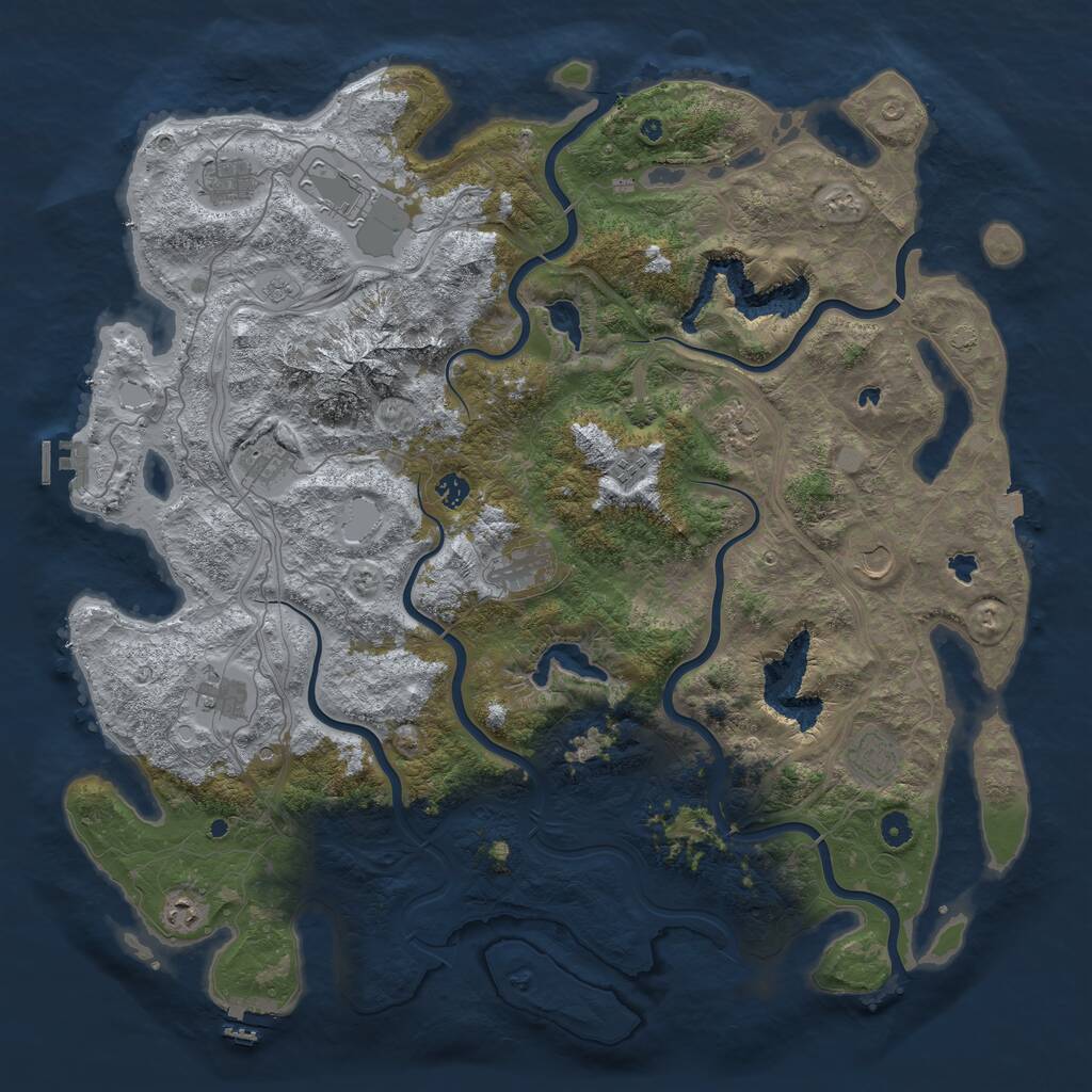 Rust Map: Procedural Map, Size: 5000, Seed: 874359831, 17 Monuments