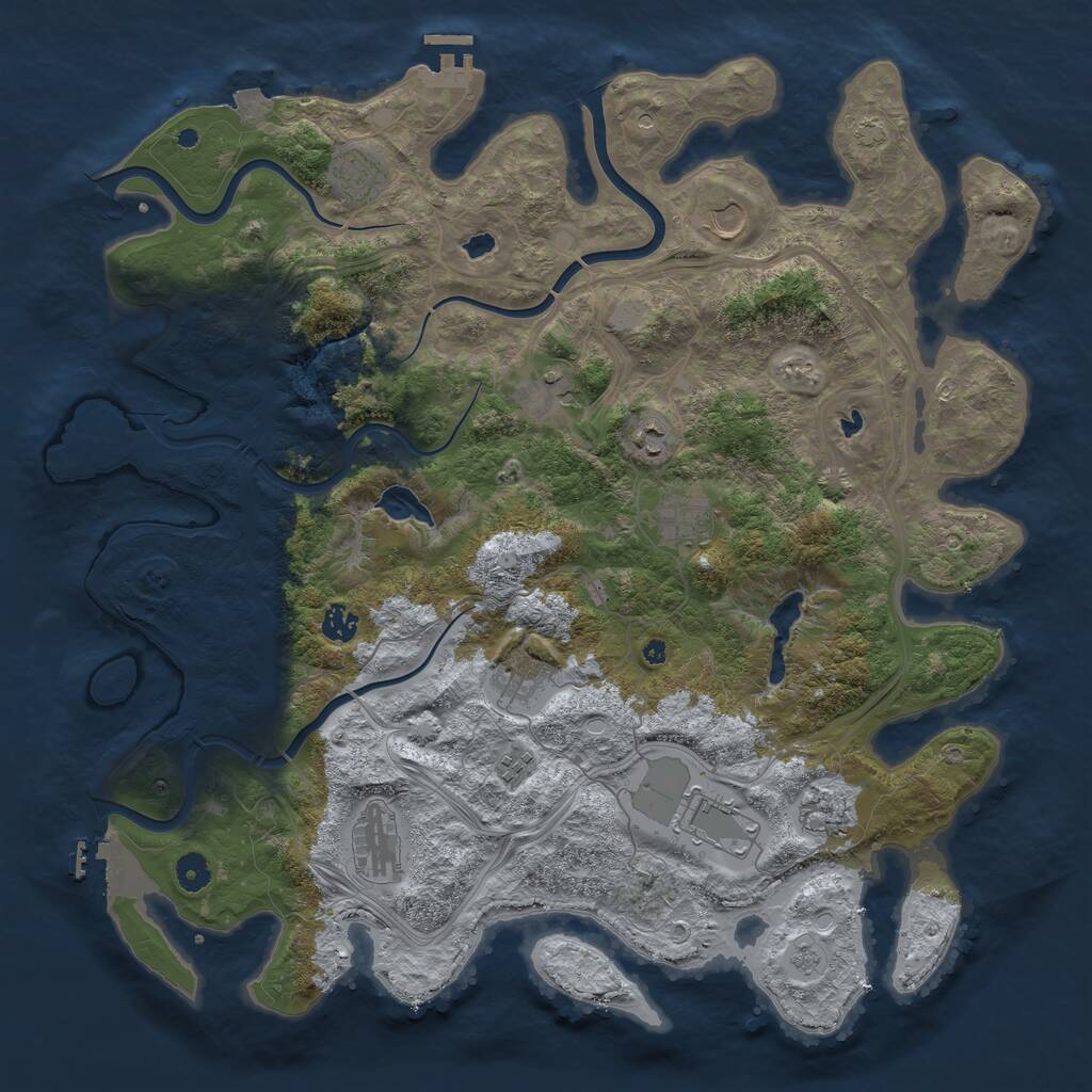 Rust Map: Procedural Map, Size: 4500, Seed: 6394, 17 Monuments