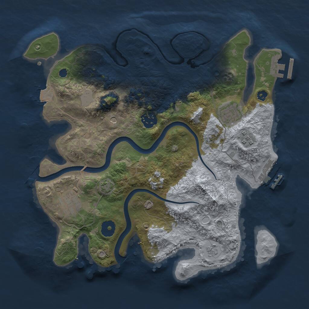 Rust Map: Procedural Map, Size: 3000, Seed: 20588, 10 Monuments