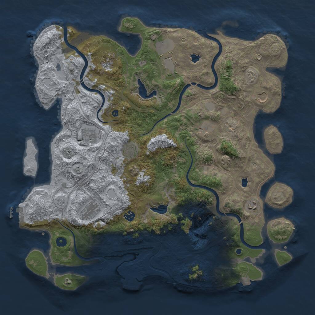 Rust Map: Procedural Map, Size: 4500, Seed: 446754594, 16 Monuments
