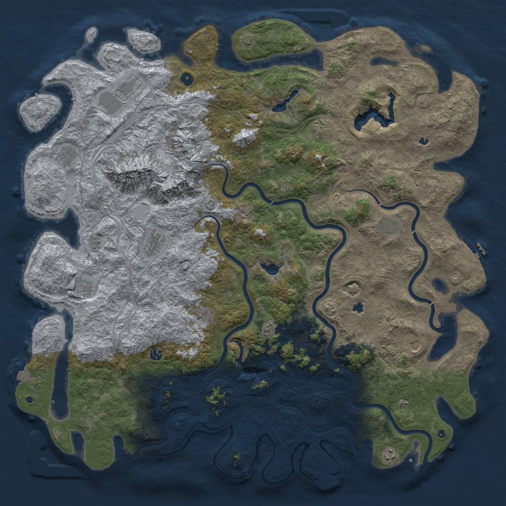 Rust Map: Procedural Map, Size: 6000, Seed: 119655065, 17 Monuments